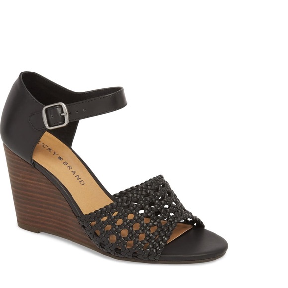 🆕 Lucky Brand Rabekka Open Toe Wedge Sandals Sz.8 - Picture 1 of 7